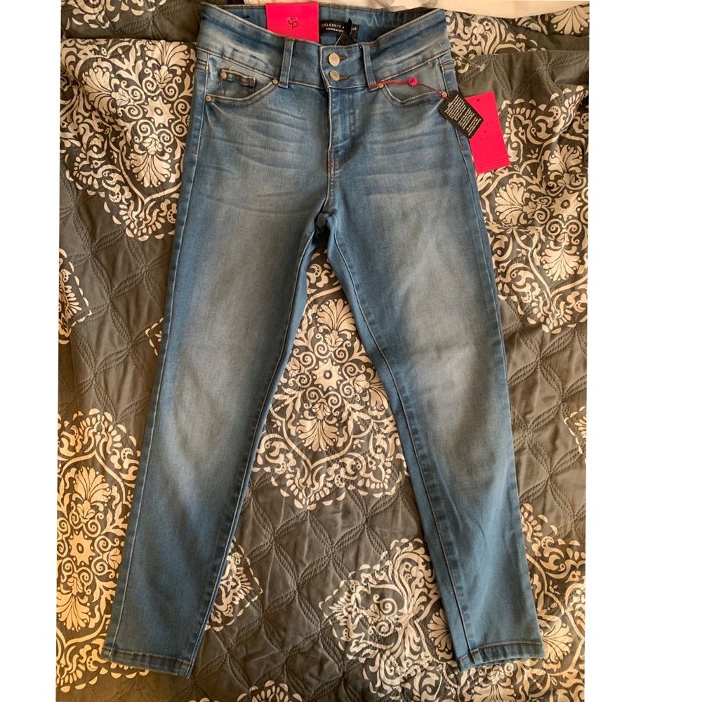 Celebrity pink mid rise ankle skinny jean
